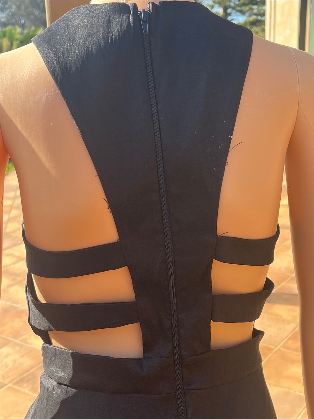 Black Gown with mesh detail and side cutouts - Picture 8 of 10